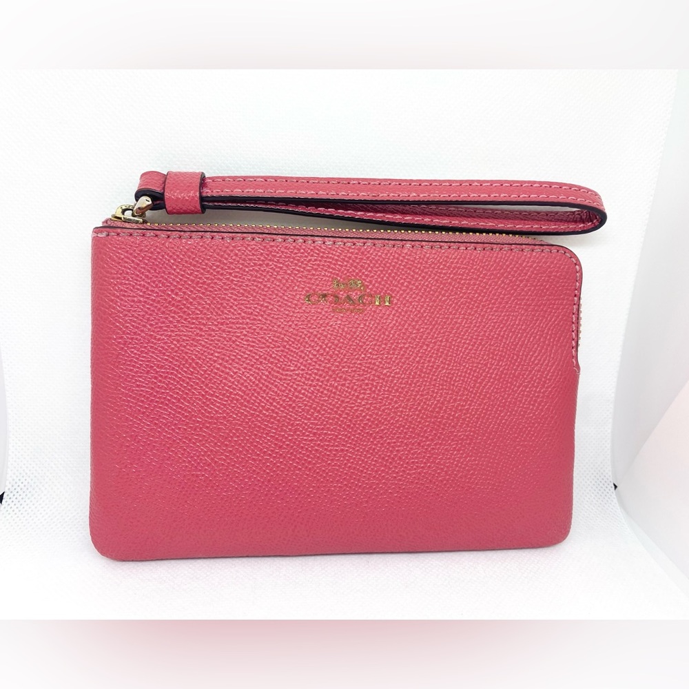 Coach Canvas Wristlet Wallet Pouch In Pink